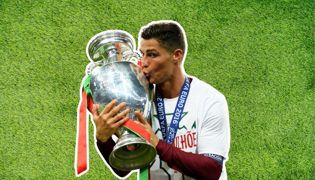 Ronaldo Lifting Euro 2020 Trophy