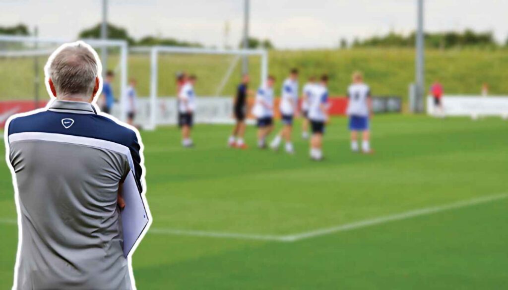 Football scout analysing players.