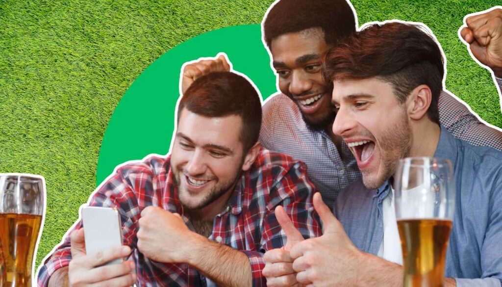 Football fans watching the game.
