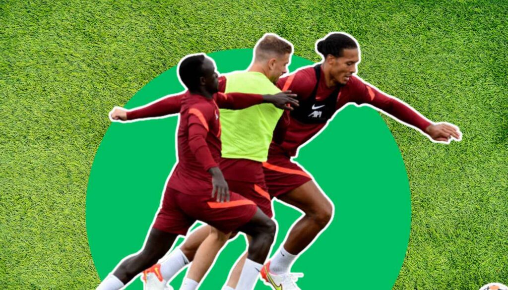 Liverpool FC players training.