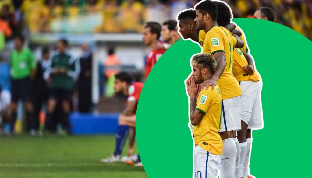 The Brazilian national team during a nail-biting penalty shootout.