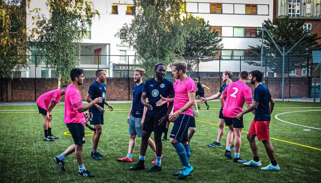 5 a side players picking fair teams.