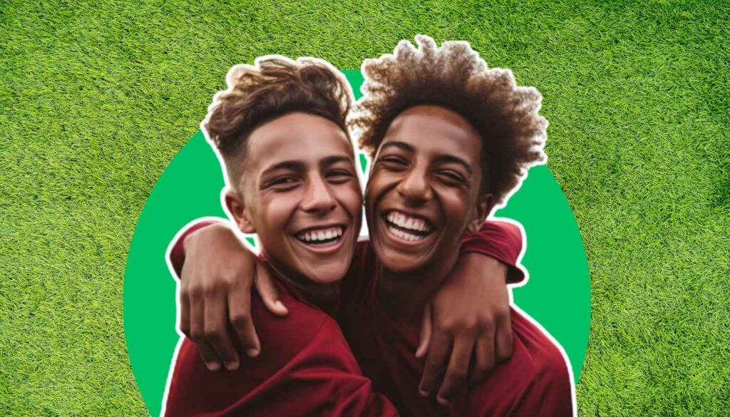 People making friends through 5-a-side football.